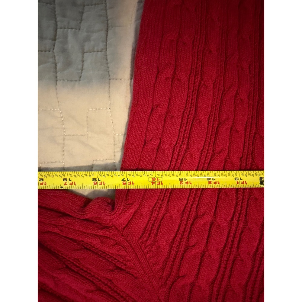 St John's Bay Womens PL Petite Large Red Cable Knit Sweater V Neck Preppy - Picture 5 of 6
